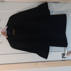 Zara Black Bell Sleeve Topper Coat Open Front Sz S